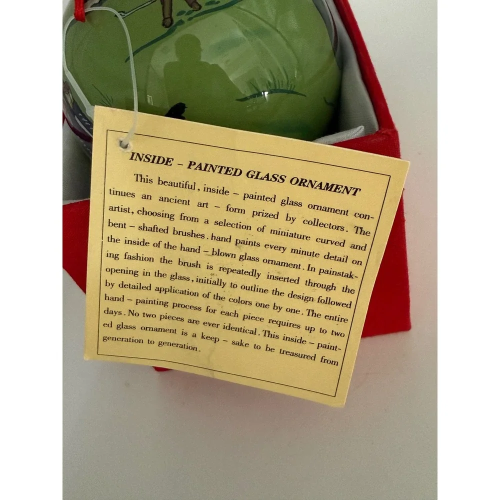 Ganz Inside Painted Glass Golf Ornament Hand Blown Green Golf Course EX5598 Box